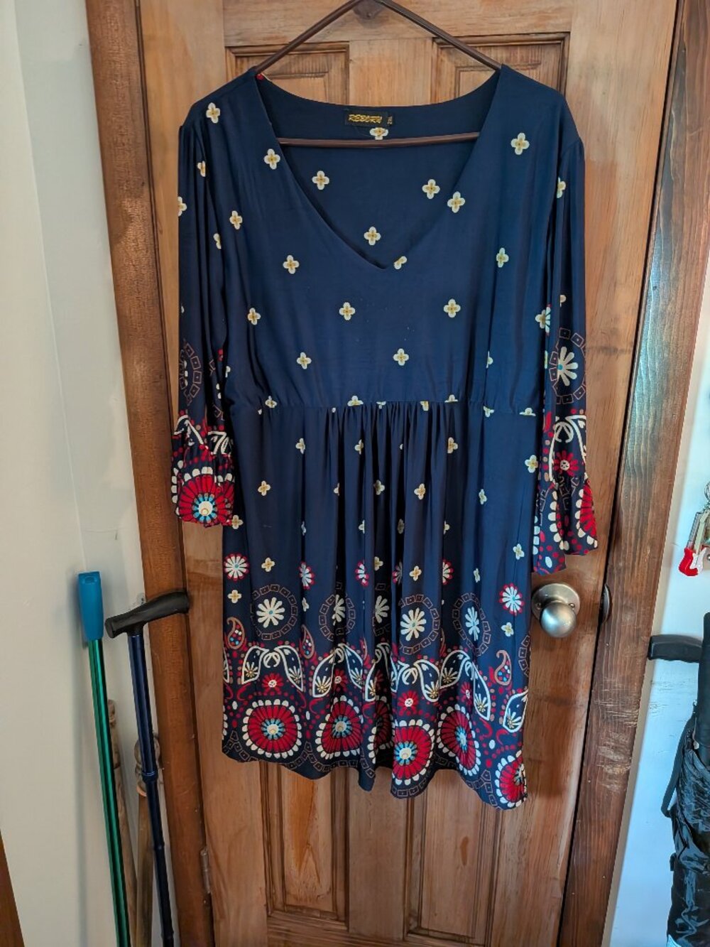 Womens Plus Size 2XL Reborn Navy Red & White Dress